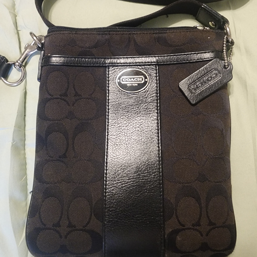 Coach Dark Brown and Black Messenger Bag